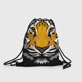 Рюкзак-мешок 3D с принтом Суровый взгляд тигра в Петрозаводске, 100% полиэстер | плотность ткани — 200 г/м2, размер — 35 х 45 см; лямки — толстые шнурки, застежка на шнуровке, без карманов и подкладки | 2022 | beast | look | merry christmas | new year | predator | stern | tiger | year of the tiger | взгляд | год тигра | зверь | новый год | суровый | тигр | хищник