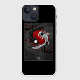 Чехол для iPhone 13 mini с принтом карпы инь янь в Петрозаводске,  |  | blood | carp | china | mystic | sakura | yan | yin | инь | карп | китай | крапы | кровь | мистика | сакура | янь