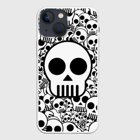 Чехол для iPhone 13 mini с принтом черепа чб в Петрозаводске,  |  | Тематика изображения на принте: 2d | 3d | black | black and white | halloween | white | белый | хэллоуин | хэлуин | чб | череп | черепа | черно белый | черный