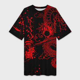 Платье-футболка 3D с принтом ТОКИЙСКИЕ МСТИТЕЛИ КРАСНЫЙ ДРАКОН в Петрозаводске,  |  | anime | draken | mikey | tokyorevengers | аниме | дракен | иероглифы | кэн | манга | мандзиро | микки | рюгудзи | сано | символы | токийские мстители
