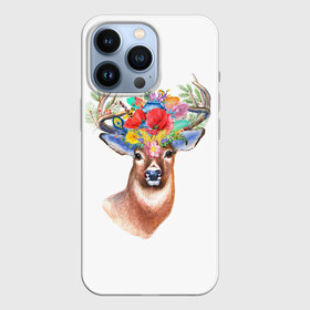 Чехол для iPhone 13 Pro с принтом Олень Полевой цветок в Петрозаводске,  |  | аниме | животные | лес | олень | охота | полевой | природа | рог | рога | рыбалка | цветок | цветы