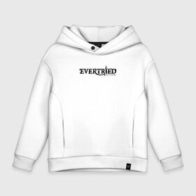 Детское худи Oversize хлопок с принтом EVERTRIED ЛОГОТИП ИГРЫ в Петрозаводске, френч-терри — 70% хлопок, 30% полиэстер. Мягкий теплый начес внутри —100% хлопок | боковые карманы, эластичные манжеты и нижняя кромка, капюшон на магнитной кнопке | evertried | fantasy | game | indie | roguelike | башня | вечный путь | игра | инди | маяк | рогалик | роуг лайк | фентези