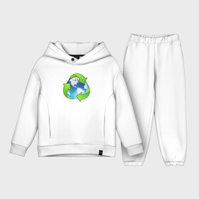 Детский костюм хлопок Oversize с принтом Земля Экология в Петрозаводске,  |  | земля | круговорот | переработка | планета | природа | стрелки | экология