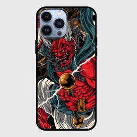 Чехол для iPhone 13 Pro Max с принтом БОГ ГРОМА РАЙДЗИН в Петрозаводске,  |  | demon | evil | god | japan | raijin | red | samurai | бог | буддизм | восток | гроза | гром | демон | дьявол | зло | красный | молния | райдзин | самурай | япония