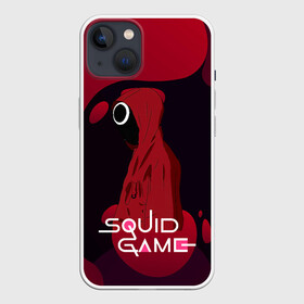 Чехол для iPhone 13 с принтом Игра в кальмара Red   Black в Петрозаводске,  |  | Тематика изображения на принте: among us | squid game | выживание | игра в кальмара | кальмар | корейский | корея | хван чжун хо | чо сан
