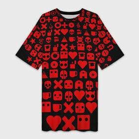 Платье-футболка 3D с принтом Любовь, смерть и роботы пиктограммы в Петрозаводске,  |  | любовь | мульфильм | пиктограмма