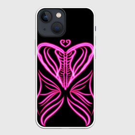 Чехол для iPhone 13 mini с принтом Бабочка любви в Петрозаводске,  |  | бабочка | люблю | любовь | рёбра | розовое сердечко | розовое сердце | сердечко | сердце