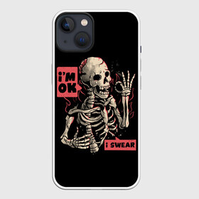 Чехол для iPhone 13 с принтом Я В Порядке | Im Ok в Петрозаводске,  |  | dead | death | halloween | horrors | im | monster | moon | night | ok | okay | pumpkin | scare | skeleton | skull | stars | в | живое | звезды | луна | мертвый | монстр | ночь | порядке | скелет | тыква | ужастики | ужасы | хэллоуи