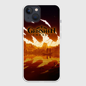 Чехол для iPhone 13 с принтом Genshin Impact   Закат над Ли Юэ в Петрозаводске,  |  | liyue | teyvat | геншин | игра | импакт | ли юэ | тейват