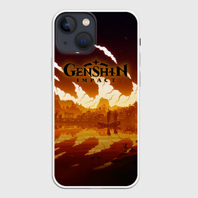 Чехол для iPhone 13 mini с принтом Genshin Impact   Закат над Ли Юэ в Петрозаводске,  |  | liyue | teyvat | геншин | игра | импакт | ли юэ | тейват