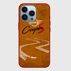 Чехол для iPhone 13 Pro с принтом Следы Mini в Петрозаводске,  |  | Тематика изображения на принте: авто | дорога | лого | мини | следы