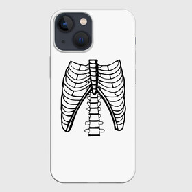 Чехол для iPhone 13 mini с принтом ребра скелета в Петрозаводске,  |  | anatomy | bones | cell | chest | death | disks | halloween | open | ribs | skeleton | spine | анатомия | грудная | диски | клетка | кости | открытая | позвоночник | ребра | скелет | хэллоуин