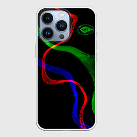 Чехол для iPhone 13 Pro с принтом Неоновый хаос 3D Neon chaos 3D в Петрозаводске,  |  | abstraction | chaos | colors | neon | stripes | абстракция | неон | полосы | хаос | цвета | чёрный фон