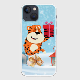 Чехол для iPhone 13 mini с принтом Тигренок с подарком 2022 в Петрозаводске,  |  | Тематика изображения на принте: 2022 | год тигра | новый год | новый год 2022 | символ года | тигр | тигренок | тигрица | тигры