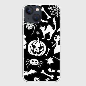 Чехол для iPhone 13 mini с принтом Микс в Петрозаводске,  |  | halloween | арт | графика | зомби | мистика | праздник | скелет | тыква | ужасы | хэллоуин | череп