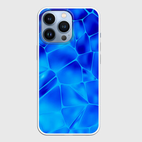 Чехол для iPhone 13 Pro с принтом Ice Under Water в Петрозаводске,  |  | blue | geometry | gradient | ice | neon | polygon | polygonal | waporwave | water | абстрактный | вода | волны | геометрический узор | геометрия | голубые волны | градиент | зима | зимний узор | лед | ледяная абстракция | ледяной