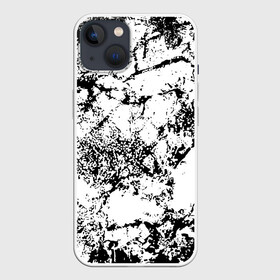 Чехол для iPhone 13 с принтом Эффект линогравюры в Петрозаводске,  |  | abstract | black and white | minimalism | urban | urban camouflage | абстрактный узор | белая краска | белое на черном | белый и черный | белый узор | брызги краски | камуфляж | краска | минимализм | монохромный | орнамент