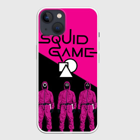 Чехол для iPhone 13 с принтом Игра в Кальмара Стражи в Петрозаводске,  |  | squid game | игра в кальмара | кальмар | персонажи из сериала | стража squid game