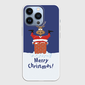 Чехол для iPhone 13 Pro с принтом Санта в трубе с Оленем в Петрозаводске,  |  | christmas | merry christmas | santa claus | дед мороз | ёлка | новогодние олени | новый год | оленёнок бэмби | оленёнок рудольф | орнамент | с новым годом | сантаклаус | свитер с оленями | снегурочка | снежинки | узоры