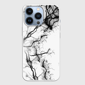 Чехол для iPhone 13 Pro с принтом нейронные связи в Петрозаводске,  |  | иллюстрация | молния | нейрон | узор | черно белый