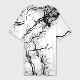 Платье-футболка 3D с принтом нейронные связи в Петрозаводске,  |  | иллюстрация | молния | нейрон | узор | черно белый