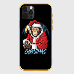 Чехол для iPhone 12 Pro с принтом CHRISTMAS (обезьяна) в Петрозаводске, силикон | область печати: задняя сторона чехла, без боковых панелей | chimpanzee | christmas | gorilla | merry christmas | monkey | santa claus | бигфут | гамадрил | гиббон | год обе | горилла | дед мороз | ёлка | животное | зверь | мартышка | новый год | обезьяна | орангутан | подарок | праздник