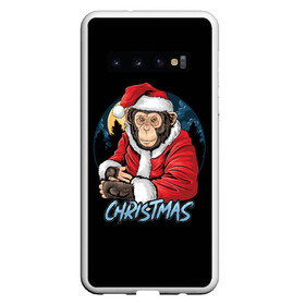 Чехол для Samsung Galaxy S10 с принтом CHRISTMAS (обезьяна) в Петрозаводске, Силикон | Область печати: задняя сторона чехла, без боковых панелей | chimpanzee | christmas | gorilla | merry christmas | monkey | santa claus | бигфут | гамадрил | гиббон | год обе | горилла | дед мороз | ёлка | животное | зверь | мартышка | новый год | обезьяна | орангутан | подарок | праздник