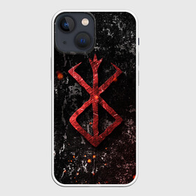 Чехол для iPhone 13 mini с принтом BERSERK LOGO GRUNGE RED в Петрозаводске,  |  | anime | berserk | logo | аниме | берсерк | бесерк | лого | логотип | манга | мультфильм