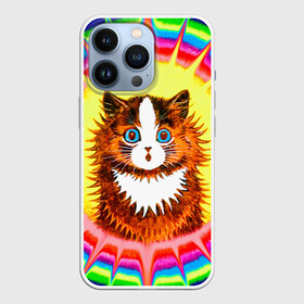 Чехол для iPhone 13 Pro с принтом Psychedelic Rainbow Cat в Петрозаводске,  |  | benedict cumberbatch | louis wain | louis wains cats | psychedelic rainbow cat | the electrical life | антропоморфный | бенедикт камбербэтч | известный художник | кошачьи миры луиса уэйна | луис вэйн | луис уэйн | радуга | радужный кот