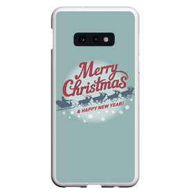 Чехол для Samsung S10E с принтом Merry Christmas (хо хо хо) в Петрозаводске, Силикон | Область печати: задняя сторона чехла, без боковых панелей | christmas | merry christmas | santa claus | дед мороз | ёлка | зима | мороз | новый год | олени | подарок | праздник | рождество | с новым годом | сани с оленями | санта клаус | снегурочка | снежинки