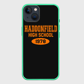 Чехол для iPhone 13 с принтом Haddonfield High School 1978 в Петрозаводске,  |  | face | haddonfield | halloween | high | killer | leather | maniac | michael | myers | mystic | school | uniform | кожаное | лицо | майерс | майкл | мистика | старшая | униформа | форма | хаддонифилд | хэллоуин | ш