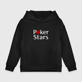 Детское худи Oversize хлопок с принтом PokerStars логотип в Петрозаводске, френч-терри — 70% хлопок, 30% полиэстер. Мягкий теплый начес внутри —100% хлопок | боковые карманы, эластичные манжеты и нижняя кромка, капюшон на магнитной кнопке | poker | poker stars | pokerstars | карты | лого | логотип | покер | покер старс | покерстарс