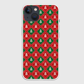 Чехол для iPhone 13 с принтом Ёлочки (красно зелёные) в Петрозаводске,  |  | merry christmas | бабушкин свитер | дед мороз | ёлка | елочные шары | новогодний подарок | новый год | подарок | природа | рождество | свитер | свитер с ёлками | снежинки