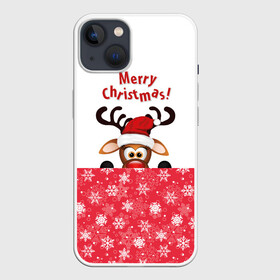 Чехол для iPhone 13 с принтом Оленёнок (Merry Christmas) в Петрозаводске,  |  | merry christmas | santa claus | дед мороз | ёлка | зверь | зима | лось | мороз | новогодние олени | новый год | оленёнок бэмби | оленёнок рудольф | олень | подарок | празд | рождество | с новым годом | сантаклаус