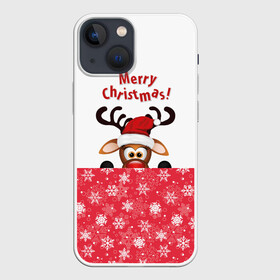 Чехол для iPhone 13 mini с принтом Оленёнок (Merry Christmas) в Петрозаводске,  |  | Тематика изображения на принте: merry christmas | santa claus | дед мороз | ёлка | зверь | зима | лось | мороз | новогодние олени | новый год | оленёнок бэмби | оленёнок рудольф | олень | подарок | празд | рождество | с новым годом | сантаклаус