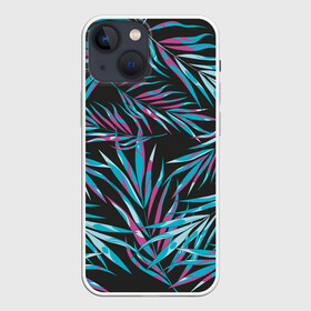 Чехол для iPhone 13 mini с принтом Листья Пальм Неон в Петрозаводске,  |  | leaf | neon | palm | summer | неон | пальма