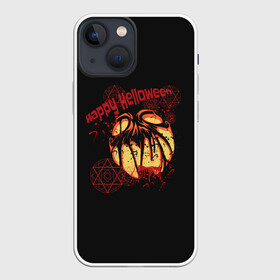 Чехол для iPhone 13 mini с принтом happy Halloween в Петрозаводске,  |  | blood | bloody | evil | halloween | happy | monster | pumpkin | spiteful | spray | брызги | веселого | зло | злобный | кровавая | кровавый | кровь | монстр | тыква | хэллоуин | хэллоуина
