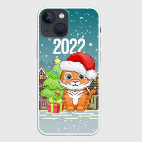 Чехол для iPhone 13 mini с принтом Тигренок с елочкой в Петрозаводске,  |  | 2022 | год тигра | новый год | новый год 2022 | символ года | тигр | тигренок | тигрица | тигры