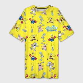 Платье-футболка 3D с принтом SpongeBob pattern в Петрозаводске,  |  | sponge bob | spongebob | губка боб | квадратные штаны | мистер крабс | патрик | сквидвард | сквэр пэнтс | спанч боб | сэнди чикс | шелдон планктон