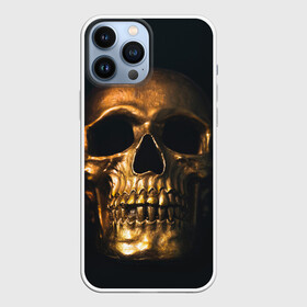 Чехол для iPhone 13 Pro Max с принтом Gold Skull в Петрозаводске,  |  | gold skull | skull | золотой череп | череп | череп на черном фоне