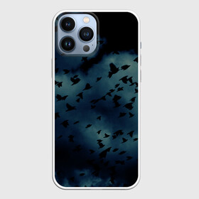 Чехол для iPhone 13 Pro Max с принтом Flock of birds в Петрозаводске,  |  | bird | flock of birds | halloween | мрачное небо | птицы | стая птиц