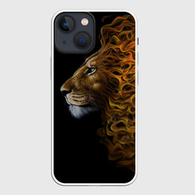 Чехол для iPhone 13 mini с принтом ПЛАМЕННЫЙ ЛЕВ в Петрозаводске,  |  | fire | flame | king | lion | вожак | голова | животные | звери | кошки | лев | огонь | пламя | царь