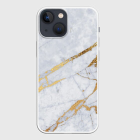 Чехол для iPhone 13 mini с принтом Золото на белом в Петрозаводске,  |  | абстракция | геометрия | золото | линии | мрамор