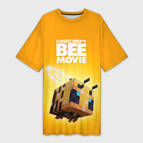 Платье-футболка 3D с принтом BEE MOVIE Minecraft в Петрозаводске,  |  | Тематика изображения на принте: bee | craft | mine | minecraft | блоки | добывать | желтая | компьютерная игра | крафт | кубики | майн | майнкрафт | манкрафт | пчела | пчелка | ремесло | скин | улей | шахта