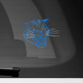 Наклейка на автомобиль с принтом Контур головы синего тигра, арт лайн. в Петрозаводске, ПВХ |  | blue | head | holiday | mascot | new year | symbol | tiger | year of the tiger | арт лайн | год тигра | кошка | новогодний | новый год | праздник | символ | талисман