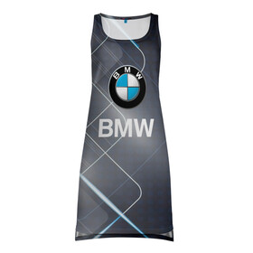Платье-майка 3D с принтом [BMW] Logo в Петрозаводске, 100% полиэстер | полуприлегающий силуэт, широкие бретели, круглый вырез горловины, удлиненный подол сзади. | bmw | bmw performance | m | motorsport | performance | бмв | моторспорт