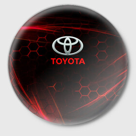Значок с принтом [Toyota] Неоновые соты в Петрозаводске,  металл | круглая форма, металлическая застежка в виде булавки | auto | sport | toyota | авто | автомобиль | бренд | спорт | тойота