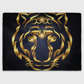 Плед 3D с принтом Золотой символ года Тигр в Петрозаводске, 100% полиэстер | закругленные углы, все края обработаны. Ткань не мнется и не растягивается | в чем встречать новый год | золотой узор | идея подарка на новый год | подарок на новый год | символ нового года | тигр золотой | тигр символ года 2022 | узоры из золота