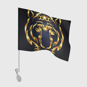 Флаг для автомобиля с принтом Золотой символ года Тигр в Петрозаводске, 100% полиэстер | Размер: 30*21 см | в чем встречать новый год | золотой узор | идея подарка на новый год | подарок на новый год | символ нового года | тигр золотой | тигр символ года 2022 | узоры из золота