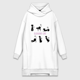 Платье-худи хлопок с принтом Элегантные коты в Петрозаводске,  |  | животные | кот | кошка | надпись | силуэт | символ | черный
